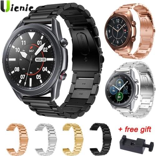 For Samsung galaxy watch 3 45mm 41mm Strap Active 2 Stainless Steel Band Metal Bracelet Watchband With Tool Fast logistics