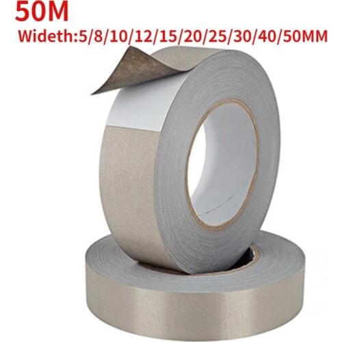 Silver Conductive Fabric Cloth Tape Single-Sided Adhesive Tape For Laptop Cellphone LCD EMI Shielding 50 Meter
