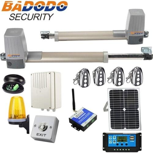 Solar Powered Gate Opener Full Kit For dual arms Swing Gates 600KGS con solar panel controller lamp sensor gsm keypad optional