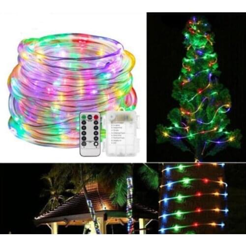 LED Tube String Light Outdoor String Light Rope Tape 10M 100LEDs Battery Operated Patio Easter Christmas Party Wedding Holiday