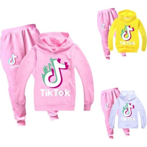 TIK TOK Hoodies Cartoon Sweatshirts Children Fashion Tracksuit Boys Girls Pullover Hombre Suit