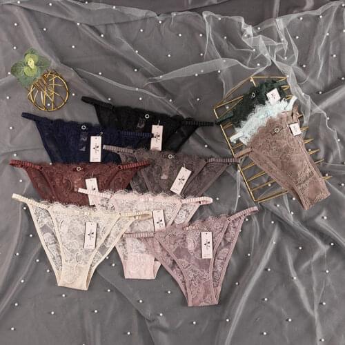 2PCS Panties for Woman Underwear Sexy Lace Breathable Soft Lingerie Female Briefs Panty Transparent Womens Underpants Thong und