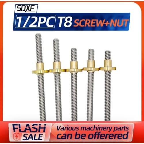 1/2PC T8 screw 3D printer screw trapezoidal screw lead is 10 12 14 16 20MM engraving machine excavator screw with nut