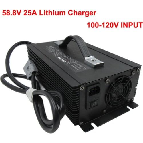 1500W 52V 25A lithium Fast charger Output 58.8V 25A 110V With LCD Use for 14S 52V electric cleaner Forklift battery pack