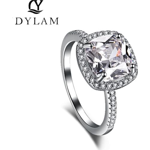 925 sterling silver ring Square Classic style Diamond jewelry ring Wedding Party Anniversary Ring For Women