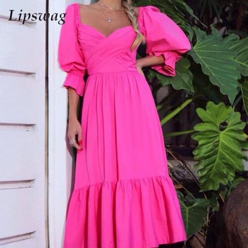 2021 Women Spring Strapless Criss Cross Slim Party Dress Sexy Off Shoulder Long Dress Autumn Lantern Sleeve Backless Maxi Dress