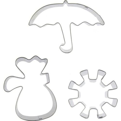 Umbrella, Cloth Bag, Snowflakes shaped 3 piece biscuit cutting molds, baking tools, cake decorating soft candy tools