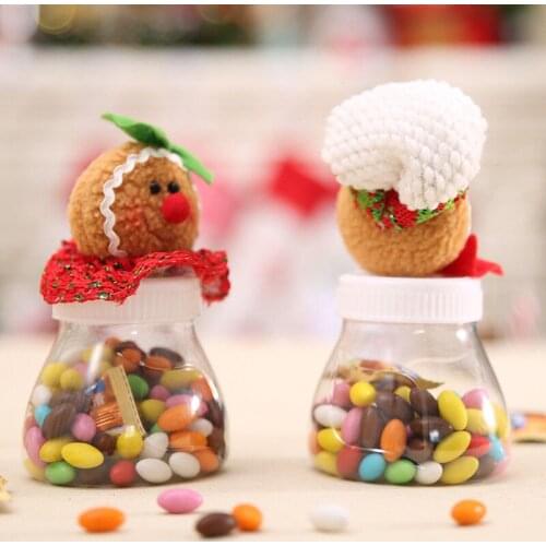 1pc Lovely Plastic Clear Christmas Candy Storage Box Jar Bottle Xmas Decor Santa Claus