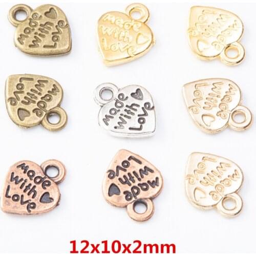 100 pieces of retro metal zinc alloy love pendant for DIY handmade jewelry necklace making 7958