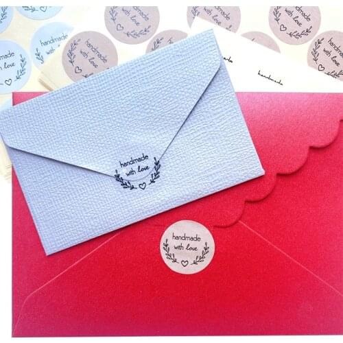 1600pcs Round Love Wreath Handmade With Love kraft transparent Stationery Stickers Scrapbooking free shipping