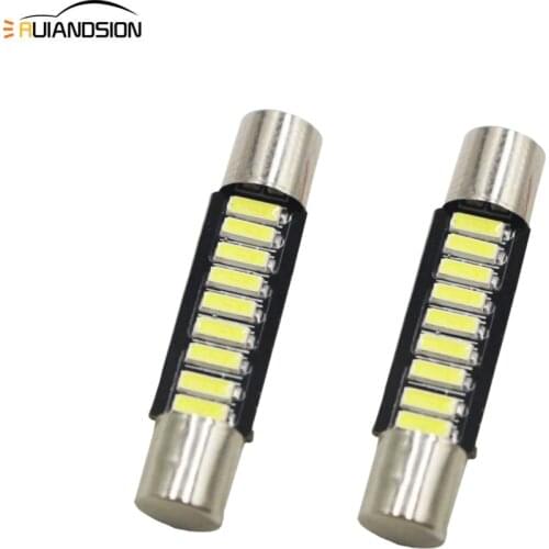 2pcs 100 Lumens Xenon White 28MM 31MM 12V LED Festoon Light 4014 9-SMD Sun Visor Vanity Mirror LED Bulbs for Vehicle