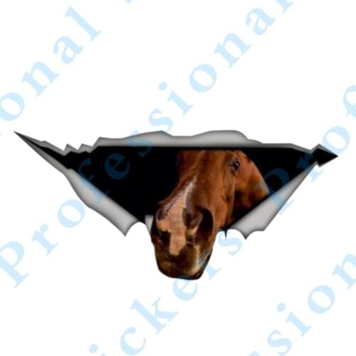 3D Animal chestnut Arabian horse sticker Torn Metal Decal Wild Animal Lovely Stickers Motorcycle Vinyl 3D Car Styling