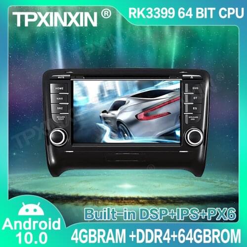 4+64G Android 10.0 For AUDI TT 2006-2012 Car CD DVD Player GPS Navigation Auto Multimedia Player Tape Recorder Headunit PX5/PX6