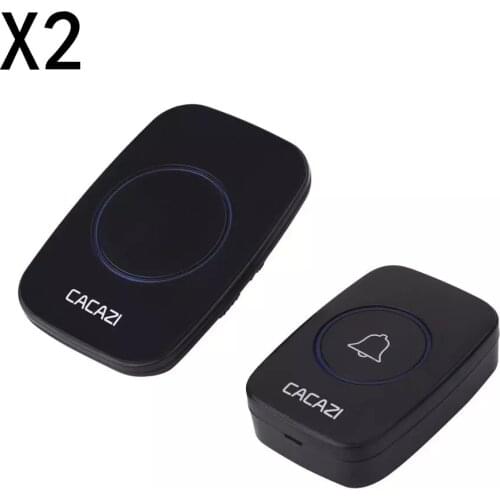 CACAZI Waterproof Wireless Doorbell 100-240V 60 Rings 5 Volume Chime 300M Remote Led Light Home Eu Plug Black Door Bell
