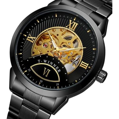 2021 Latest Design T- Winner Watch Premium Roman Numerals Luxury Automatic Men Mechanical Skeleton Wrist Watches