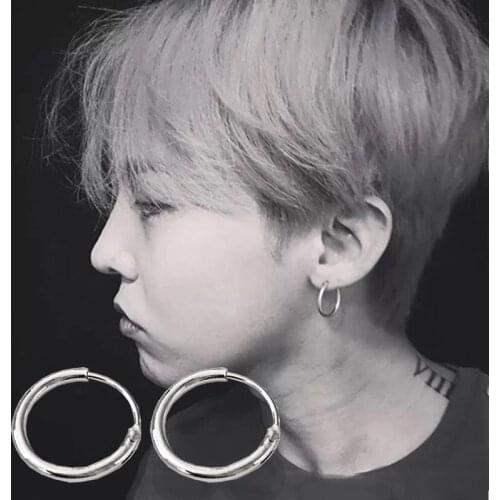 Quan Zhilong Wu Yifan The same ring mens glossy earrings simple circle fashion street hip hop earrings earrings