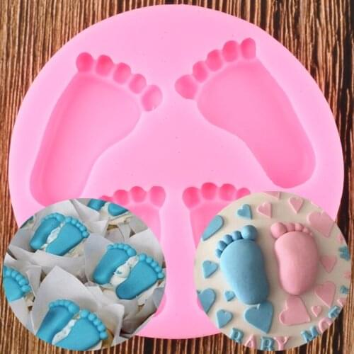 Baby Foot Silicone Mold DIY Party Cupcake Tooper Fondant Cake Decorating Tools Candy Clay Resin Molds Chocolate Gumpaste Moulds