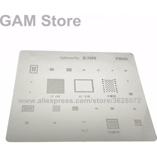 For iPhone 5S BGA Stencil A7 CPU RAM Wifi Nand Flash Baseband Power Amplifier Audio IC Reballing Chip Pin Solder Heat P3025