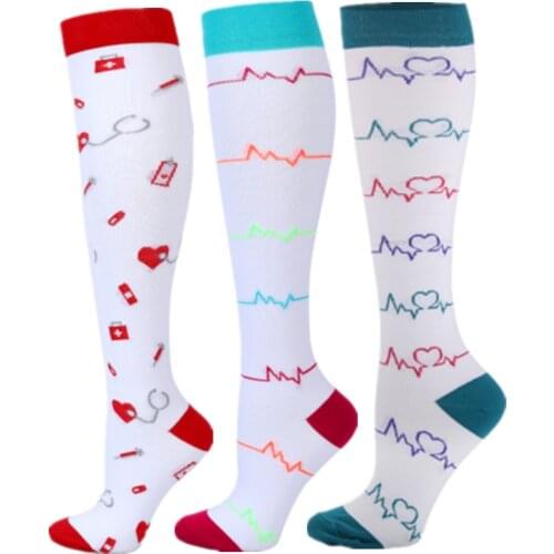 3 Pairs Compression Socks Women Men Knee High 30 MmHg Sports Running Socks Edema Diabetes Varicose Veins Running Cycling Socks