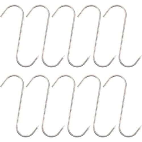 10PCS Meat Processing Butcher Hook Hooks For Bacon Meat Hams Processing S Type Multifunctional Kitchen Hook Pork Ham Meat Hook