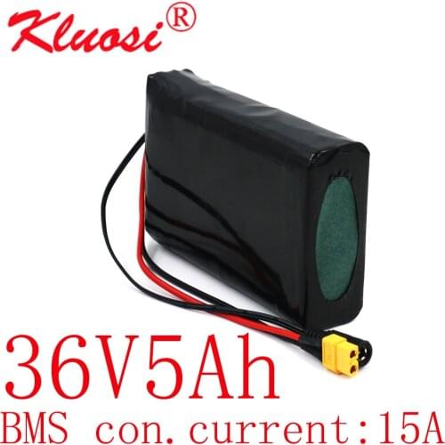 KLUOSI 36V 5Ah 10S2P 250W 450W 42V Lithium Battery Pack with 15A BMS for Electric Scooter Skateboard Ebike Electric Bicycle Etc