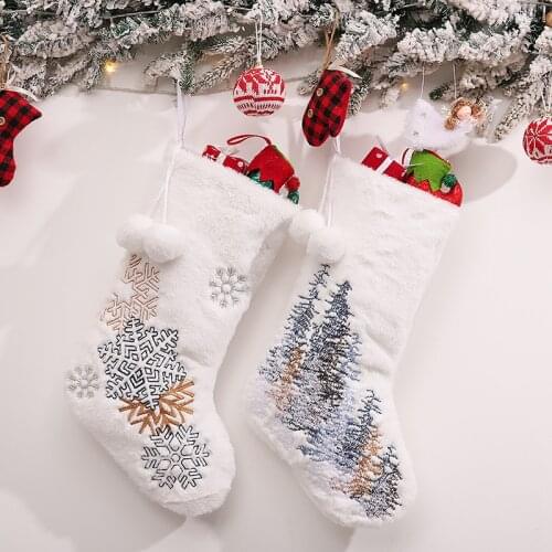2022 New Year Christmas Stocking Sack Diy Natal Gift Candy Bag Christmas Decorations for Home Knitted Sock Christmas Tree Decor