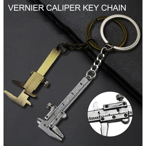 Unisex Mini Measuring Gauging Tool Pendant Key Ring Caliper Slide Ruler Keychain