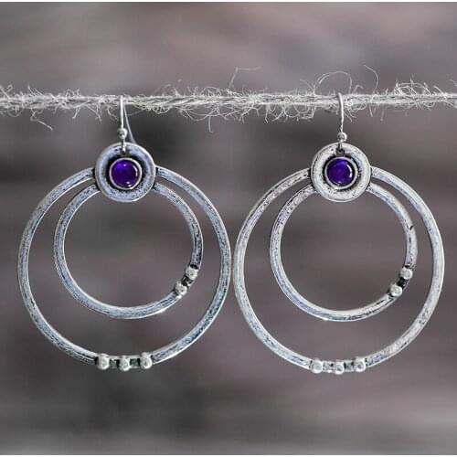 Fashion Double Hollow Earrings for Women Bohemian Circle Charm Pendant Vintage Ethnic Round Drop Dangle Earrings Jewelry