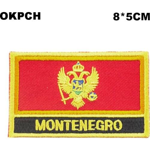 Montenegro Square Shape Iron-on Flag Patch Embroidered Saw on Badges Patches for Clothing PT0004-R