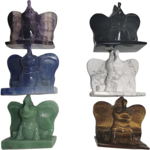 Natural High Qualiy Crystal stone decoration gift sculpture manual carving Dumbo with big ears ZZ