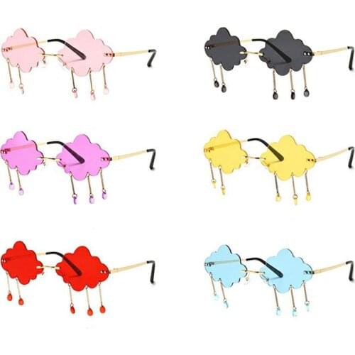 2021 New Vintage Clouds Tassel Steampunk Sunglasses Fashion Rimless Driving Glasses Women Men Frameless Punk Glasses Shades