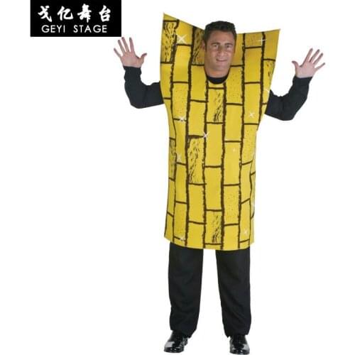 Halloween stage performance novelty costume adult male yellow road brick wall brick play doll costume
