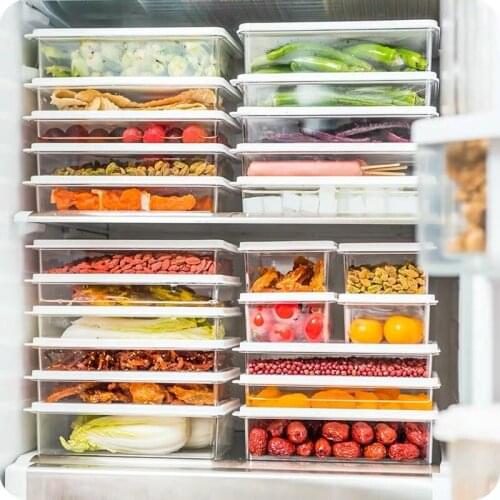 3 Sizes Plastic Food Storage Box With Lid Fruits Meat Vegetables Fresh-Keeping Frozen Storage Container Kitchen Accessories