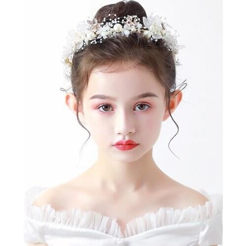 Girls Headbands Women Shiny Crystal Pearl Hairband Gold Color Branches Floral Headband Wedding Bride Tiara Crown Hair Jewelry