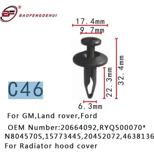 Car Interior Buckle Pin For GM,Land Rover Fit Radiator Hood CoverFord 20664092=RYQ500070*=N804570S=15773445=20452072=4638136