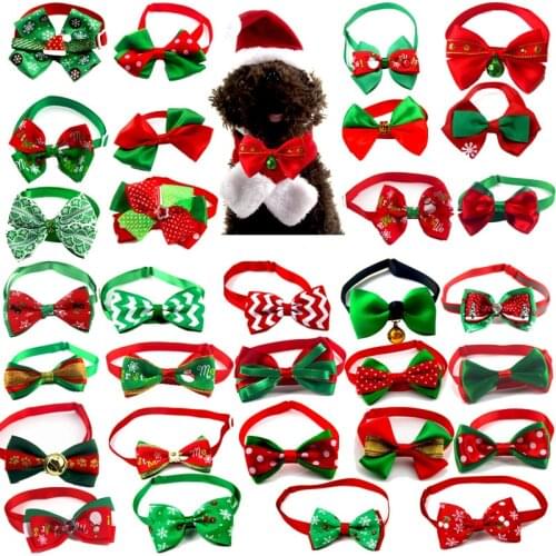 Christmas Holiday Pet Cat Dog Collar Bow Tie Adjustable Neck Strap Cat Dog Grooming Accessories Pet Product Supplies Christmas