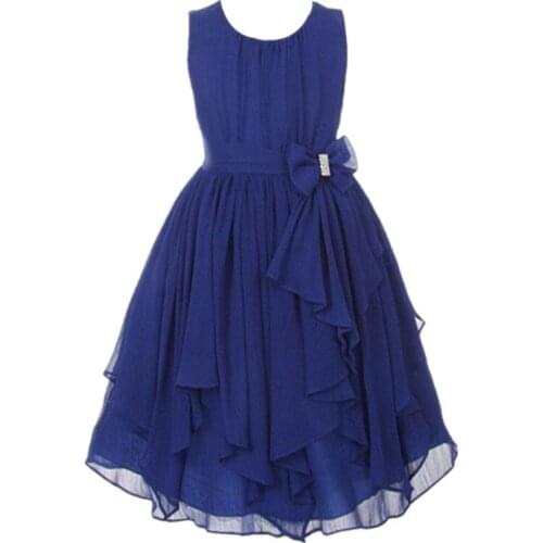 Girls Dress Chiffon children 's dress with irregular 2017 School Children Evening Party Dresses Flower 13 color size 2T To 12T