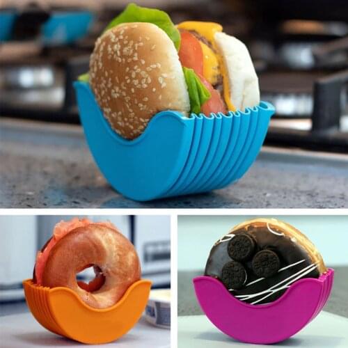 Silicone Burger Holder Sandwich Clip Shell Retractable Reusable Kitchen Hamburger Food Bun Fixed Rack dropshipping