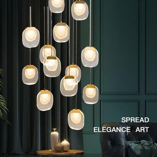 Modern Chandelier Lighting For Staircase Restaurant Kitchen Luxury LED Crystal Pendant Chandelier Hallway Decoration Fixtures