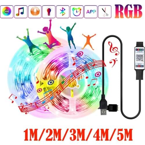 30 leds/m 5050 LED Light Strips Music Sync Bluetooth Control RGB 5V USB Flexible TV PC Decoration BackLight Lamp Luminous String