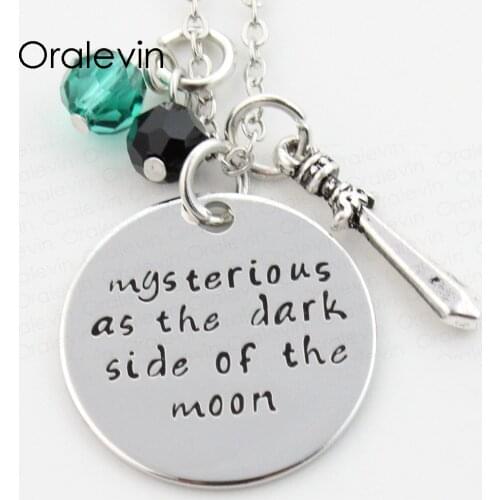 MYSTERIOUS AS THE DARK SIDE OF THE MOON Charms Necklace Lover Gift Jewelry 10Pcs/Lot,#LN264
