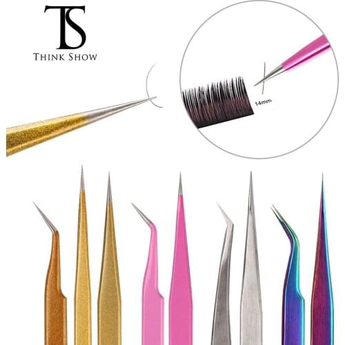 THINKSHOW Eyelash Extension Eyebrown Nail Art Tweezers Anti-Static Professional Stainless Steel Tweezer Makeup Tools