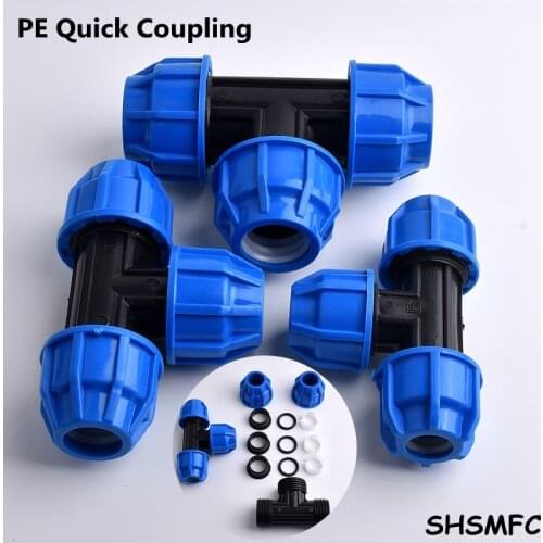 1Pc 20/25/32/40/50/63mm Hi-Quality PPR PE Three-Way Water Tube Connector Pipe Fittings Garden Agricultural Irrigation System