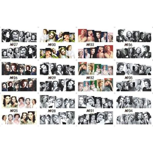 UPRETTEGO 12 PACKS / LOT NAIL ART BEAUTY WATER DECAL SLIDER NAIL FULL COVER GIRL MOVIE STAR ACTRESS A925-936