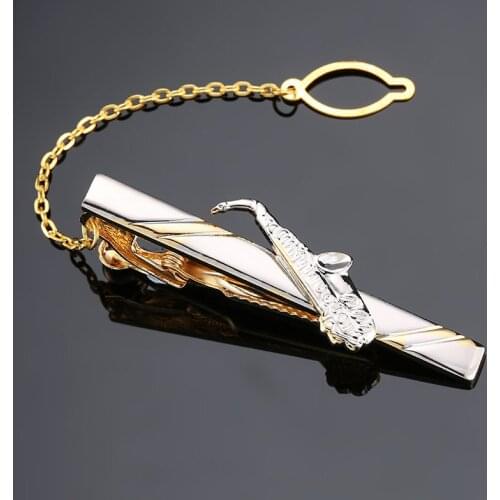 High quality music Saxophone tie clip new fashion jewelry mens wedding business shirt suit tie badge pin gift, free shipping