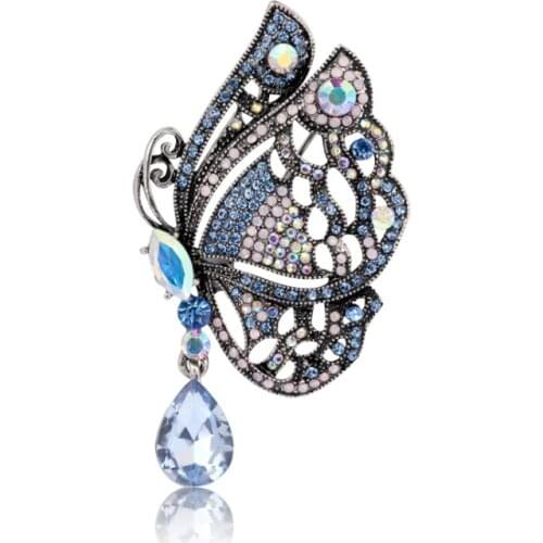 2019 Hot sale Exquisite Butterfly Brooch female brooch Crystal from Austrian New Creative Clothing Ornaments Pins as Women gift