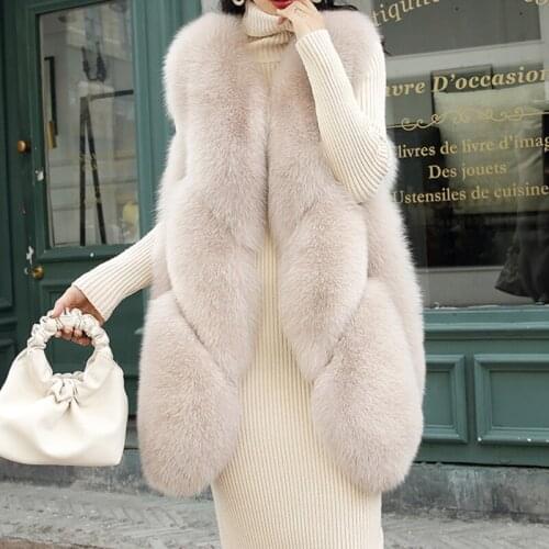Sweet Fox Fur Sleeveless Jacket Women Winter 2020 Elegant Womans Sleeveless Vest Warm Vest Women Bezrekawnik Damski Zjt1249