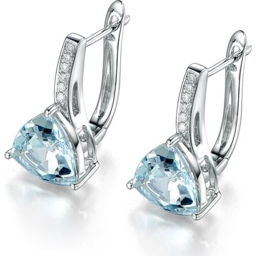 14K platinum high grade jewelry inlaid female Earrings 5A Aquamarine girls party anniversary Christmas fashion birthday gift