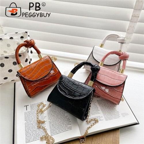Retro Women Bags Stone Pattern Solid Color Messenger Casual PU Mini Shoulder Chain Design Luxury Hand Bag Female Travel