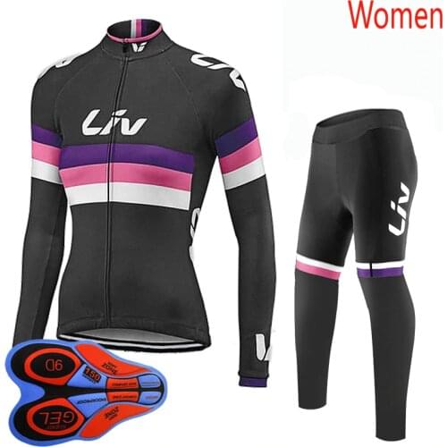 Cycling Long Sleeve Jersey Bike bib / pants Women Set 2020 Autumn Road Bicycle Outfits Racing clothing Outdoor Sportswear Y20091
